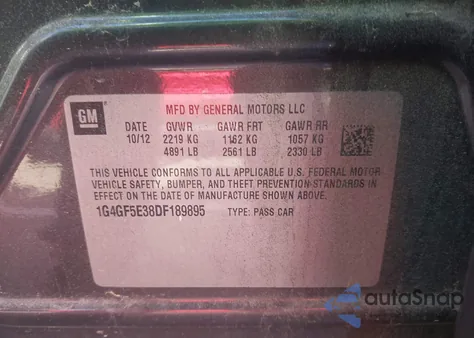 2013 Buick Lacrosse Premium 1 Group z USA, uszkodzony, nr VIN 1G4GF5E38DF189895